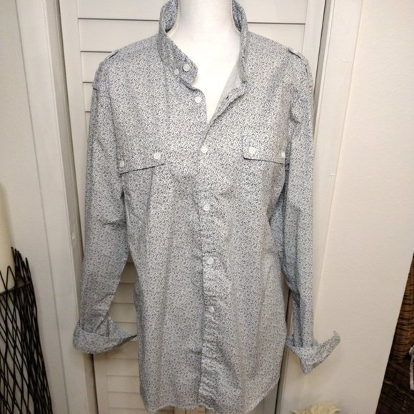 Alexander Julian long‎ sleeve button-down shirt blue and white print Sz. XL - Picture 1 of 7